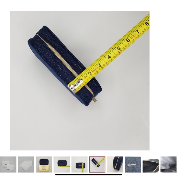 Authentic Chanel 2023 Cosmetic Bag Blue Gold - Picture 4 of 8
